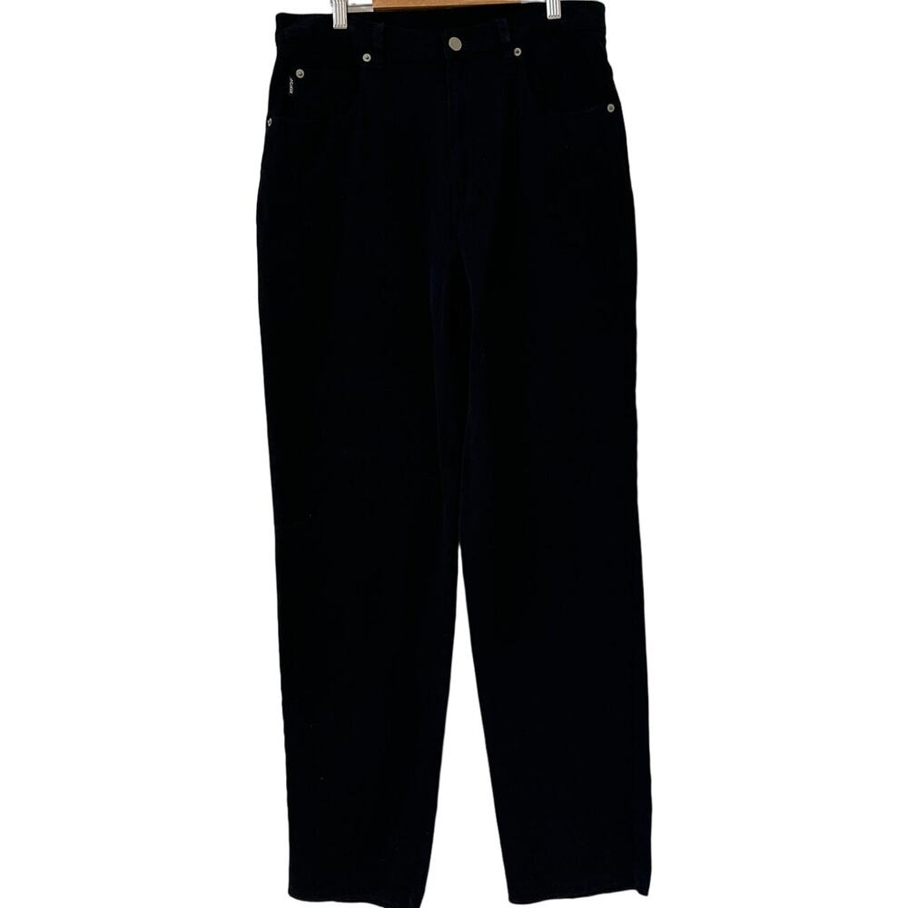 Lauren Ralph Lauren Size 12 Five Pocket Straight Leg Black Jeans W Leather Patch